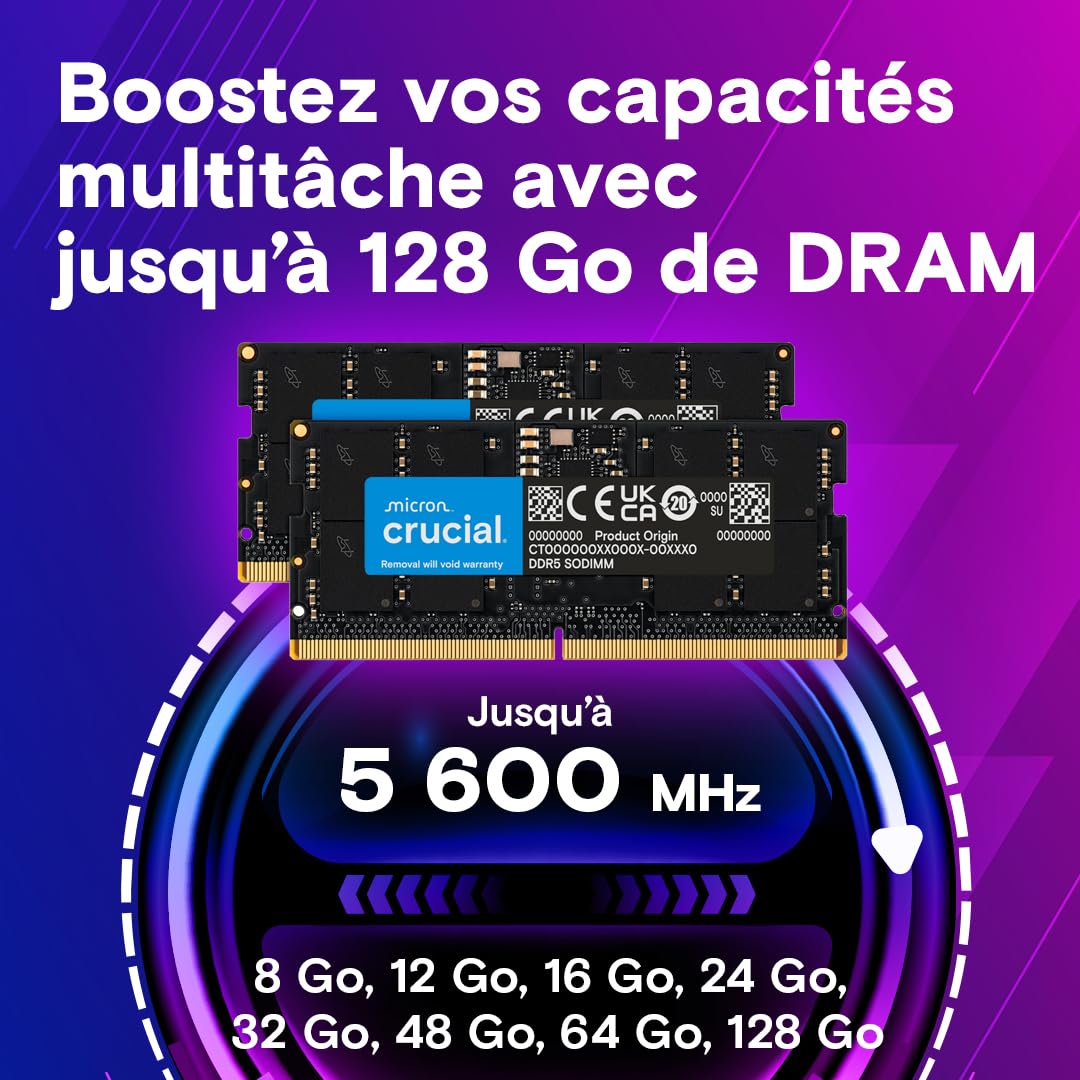 Crucial 16GB DDR5 RAM 5200MHz (or 4800MHz) SODIMM, Memory for